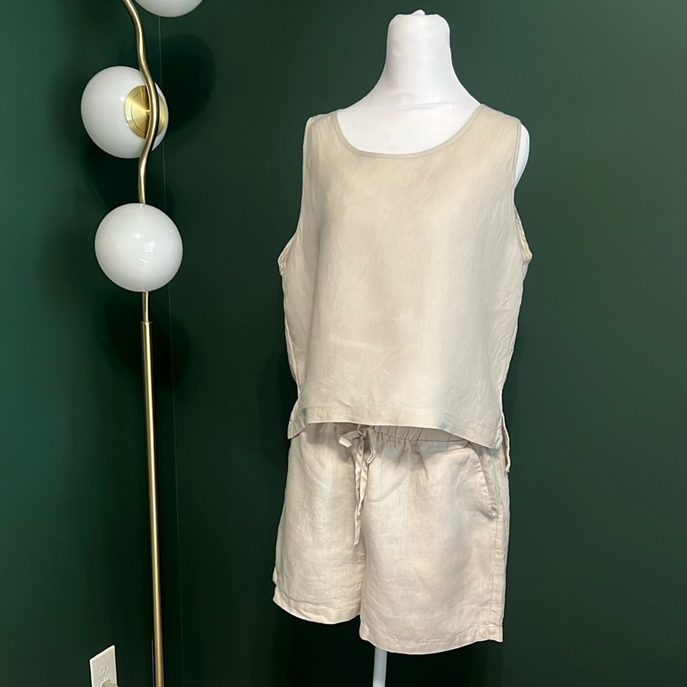 Parachute Linen Lounge Tank - Bone - Sz L